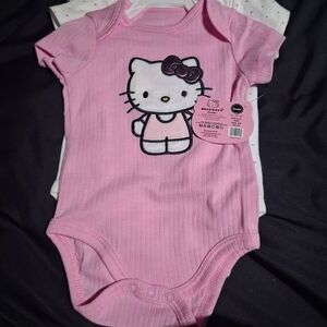 Hello Kitty Pink Ribbed Onesie with Embroidered Character